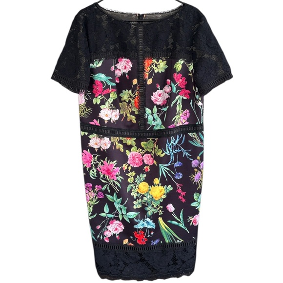 EUC Tadashi Shoji Leono Floral Print Dress Size 16 - Picture 4 of 14